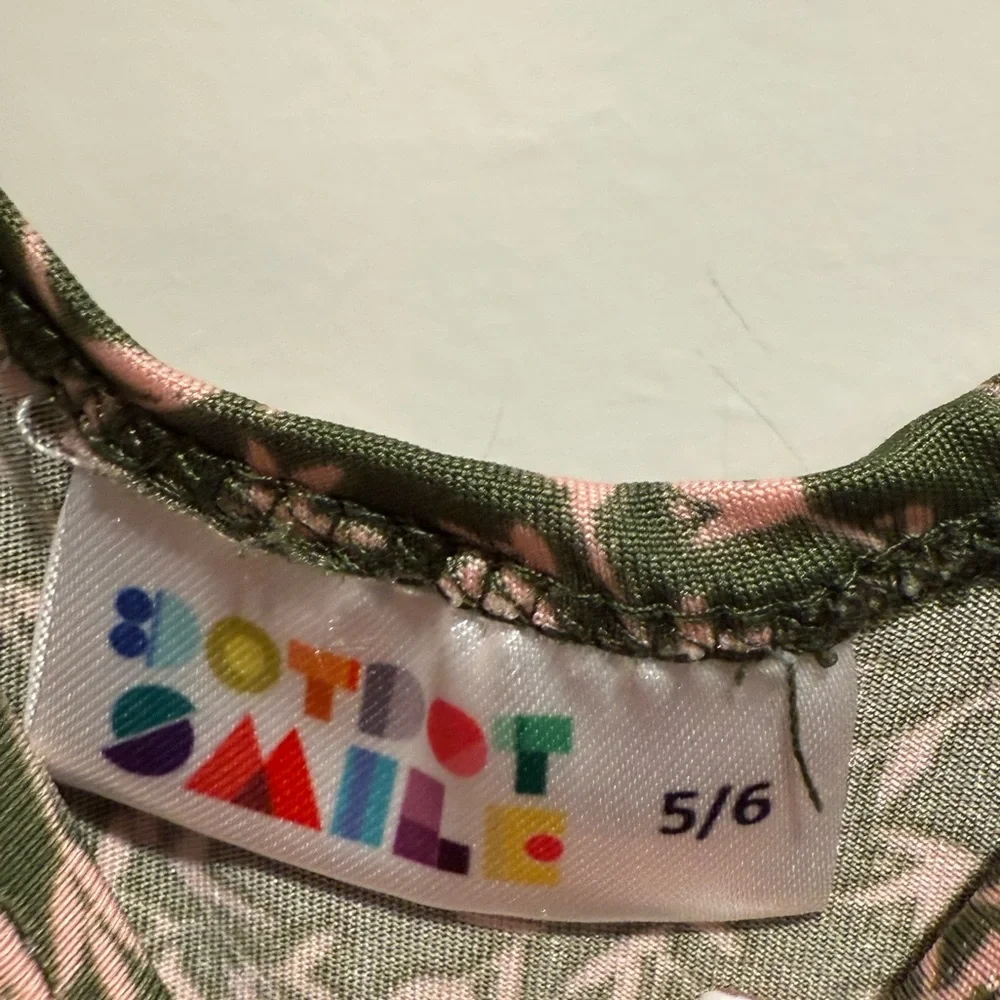 Dot dot Smile Floral Kids Dress in Green and Pink Size 5-6